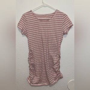 Pink & White Striped Maternity Shirt